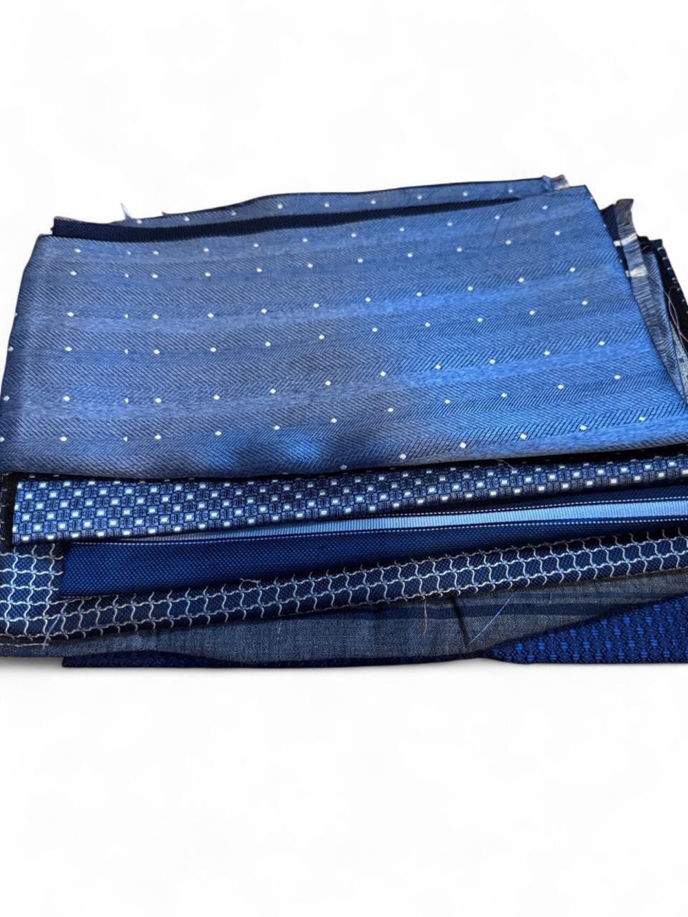 6pc bundle lot blue 100% Italian silk fabric remnants